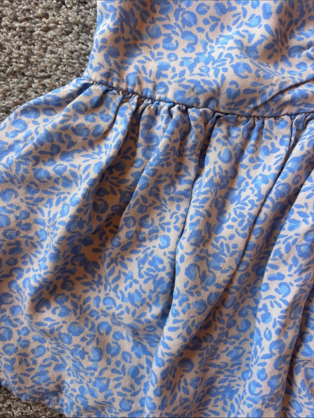 Blue Floral Ruffle Peplum Blouse with Ruched Front - Picture 5 of 5
